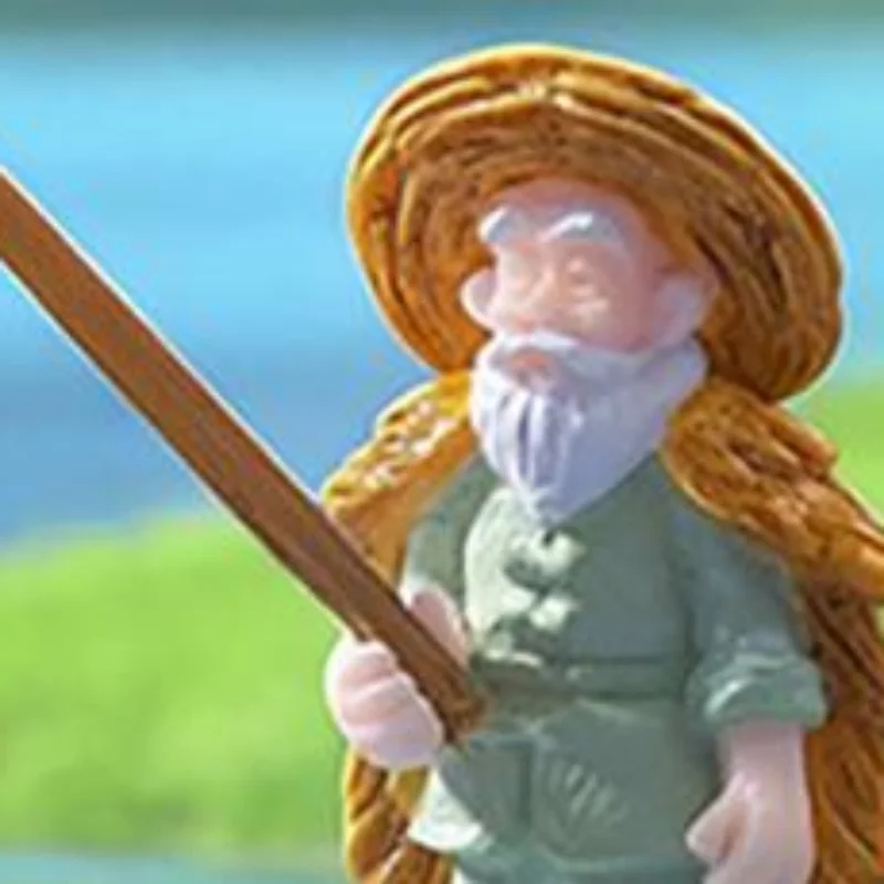 Miniature Miniature Old Fisherman Figurine With Bamboo Raft Cormorant And Fish Basket For Aquarium Bonsai Garden Decor - Aliexpress Deal