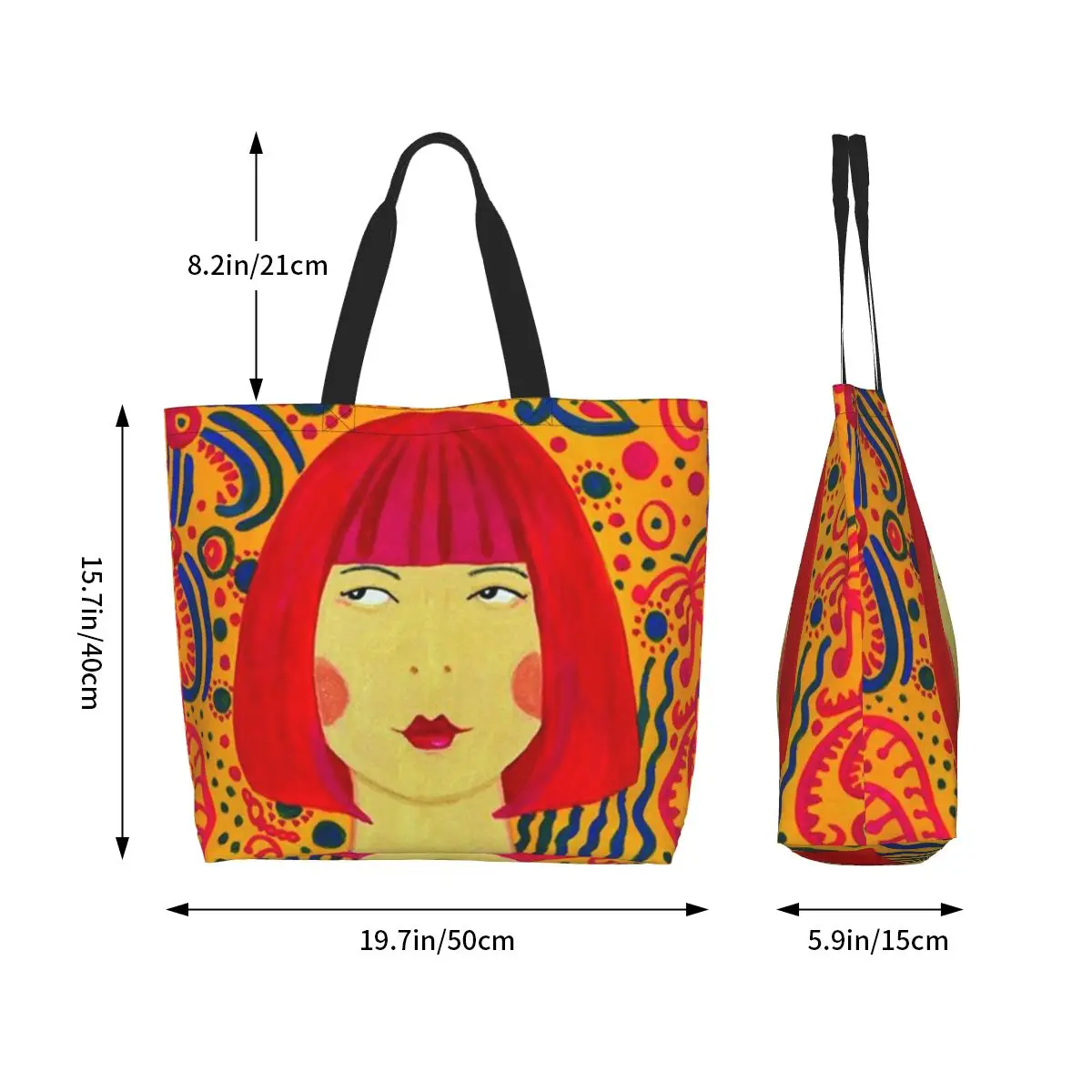 Yayoi Kusama Abstract Painting Shopping Tote Bag Canvas Large Capacity Shoulder Bags Shopper Grocery Handbag for Women