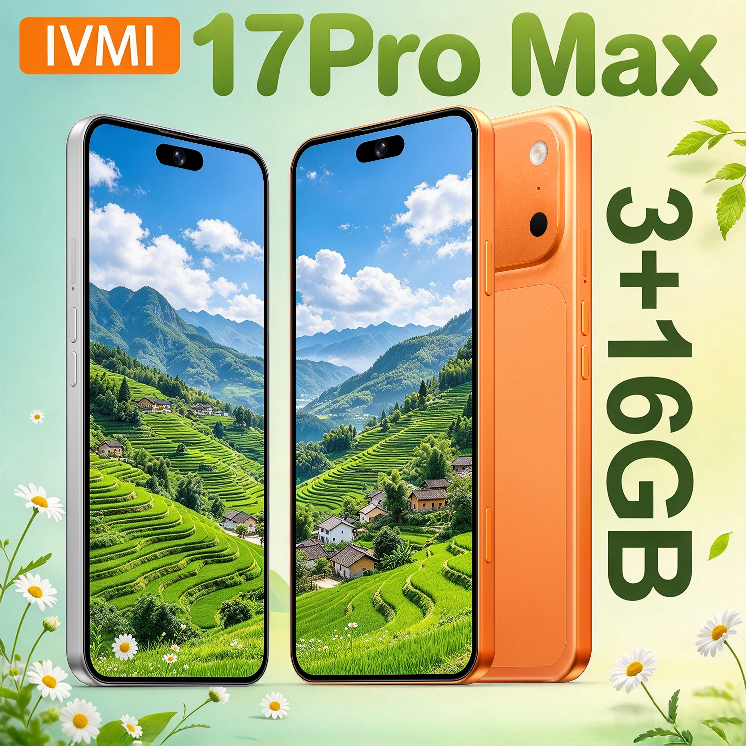 HOT IVMI 17 PROMAX unlocked mobile phone 6.7-inch 3GB+16GB memory dual-camera Android phone WiFi Google Play Bluetooth
