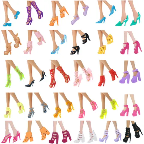 45 आइटम/सेट गुड़िया सहायक उपकरण=5*गुड़िया के कपड़े ड्रेस+40*गुड़िया सहायक उपकरण गुड़िया के जूते बूट हार चश्मा हैंगर आदि बार्बी के लिए 8 best sales बार्बी गुड़िया के कपड़े और सामान - №1