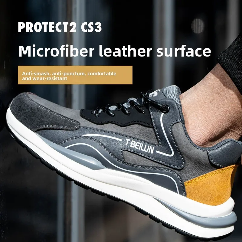 作業用安全靴男性用安全ブーツスチールトゥキャップシューズ耐パンク性アンチスマッシング安全靴建設防水