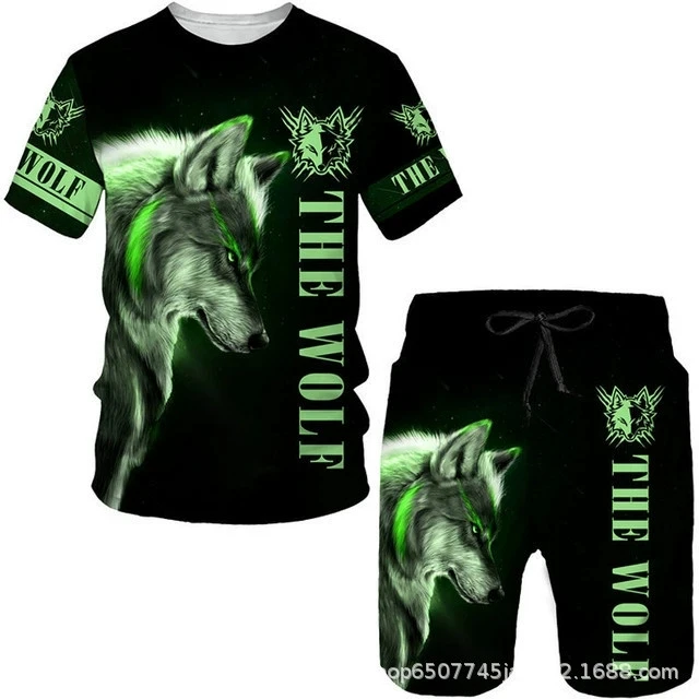 

New 3D Printed T-shirt and Shorts The Wolf Pattern Summer Men's Casual Sports Suit Tracksuit Men Woman Plus Size S-7XL
