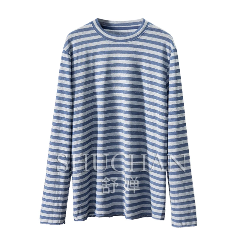 

Early Autumn Classic Fashion Striped Crew Neck Knitted T-shirt Women's 28E4 Shirts for Women Korean Fashion