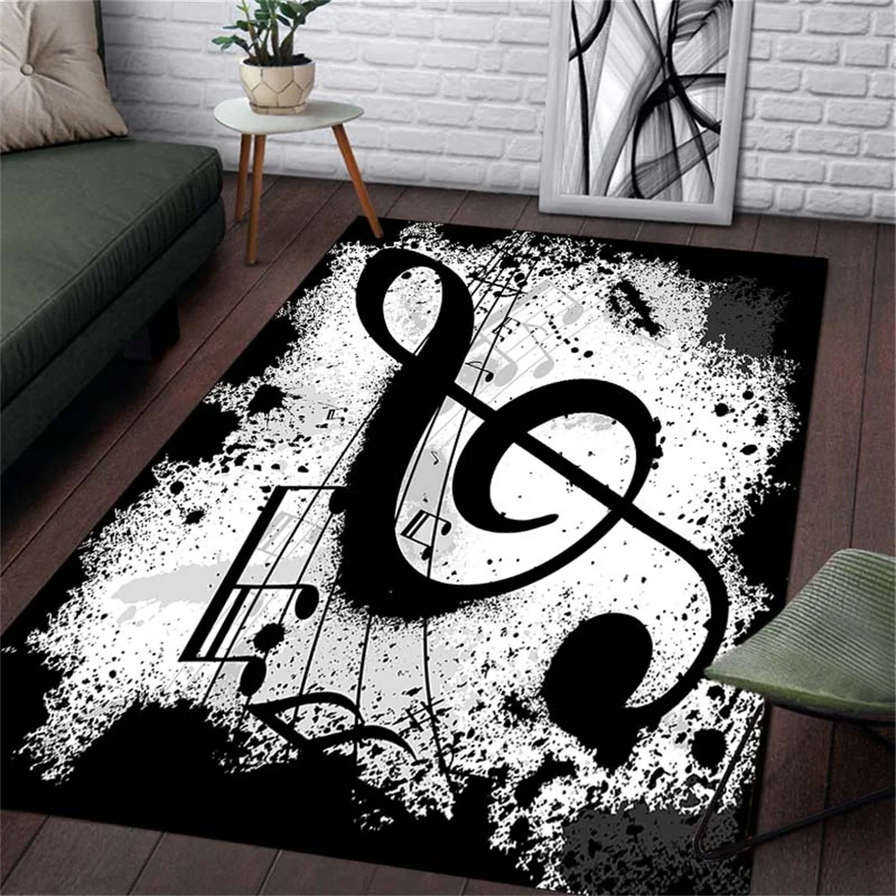 

Black Music Note Rock 3D Soft Carpet Non-Slip Mats Rectangle Area Rugs for Kids Living Room Bedroom Study Room Hallway Tapete