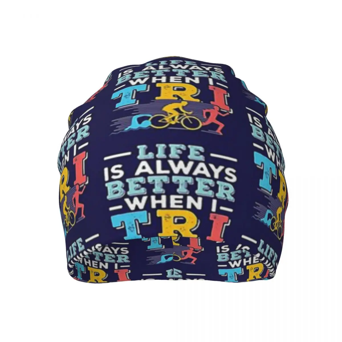 Life Is Better When I Tri Unisex Brimless Urinal Hat Triathlon Knitted Hat For Men And Women Casual Creative