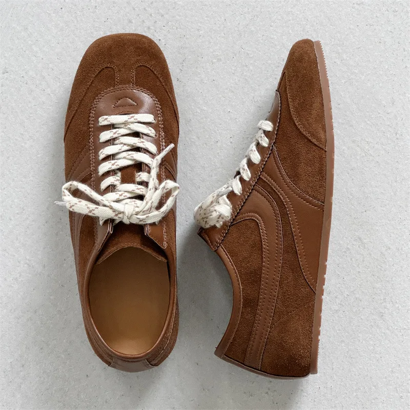 

DIMANYU Men's German Trainer Shoes Genuine Leather 2026 New Spring Forrest Gump Shoes Men Retro Lace-Up Casual Sneakers Men