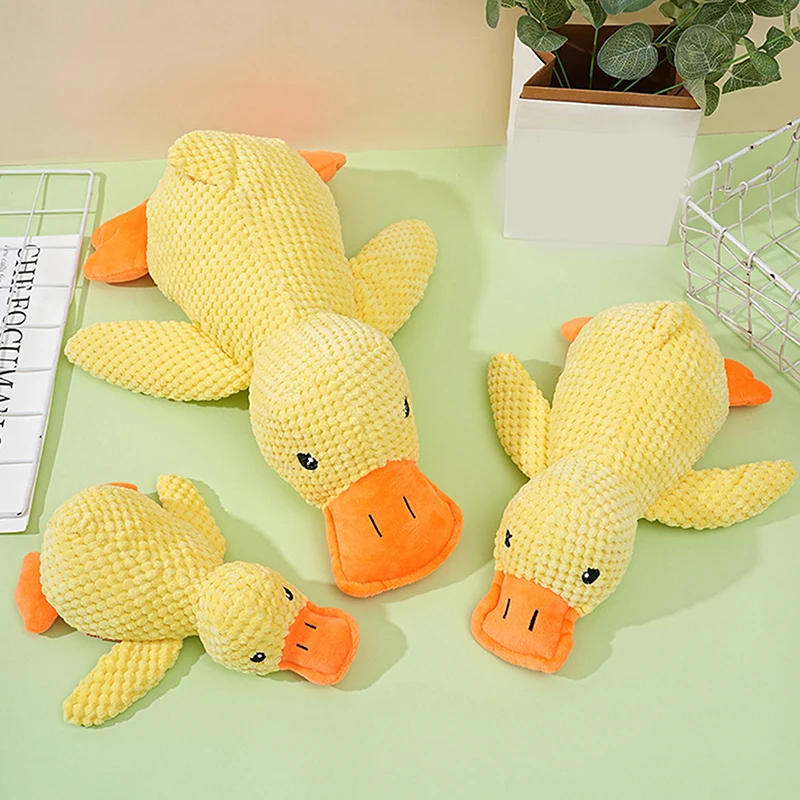 Cartoon Plush Sleeping Toy Cute Duck Stuffed Toys Durable Bite-resistant Squeaky Pet Teeth Cleaning Chew Toys Pet Supplies