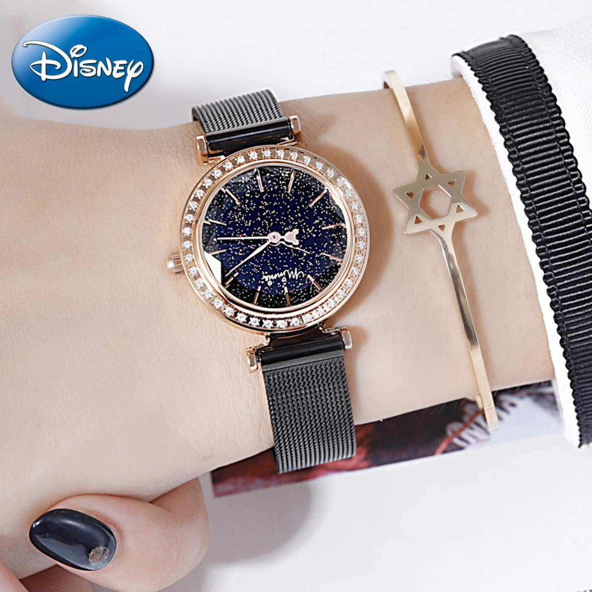 

Disney Gift With Box Mandarin Fashion Ms. Watch Simple Diamonds Young Students Small Dial Clock Relogio Feminino