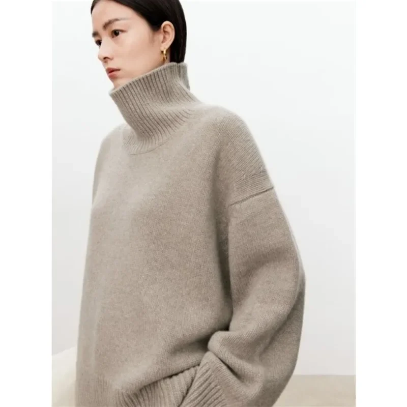 

Fashionable high quality Turtleneck Sweater Female Loose and Thick Languid Lazy Wind Pullover Sweater Knitting Base warm Sweater