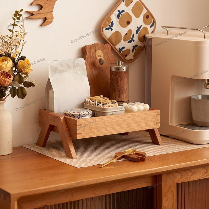 For Solid Wood Desktop Storage Tray, Cosmetics, Miscellaneous Items, Tea Utensils, Accessories, Sorting and Storage Rack