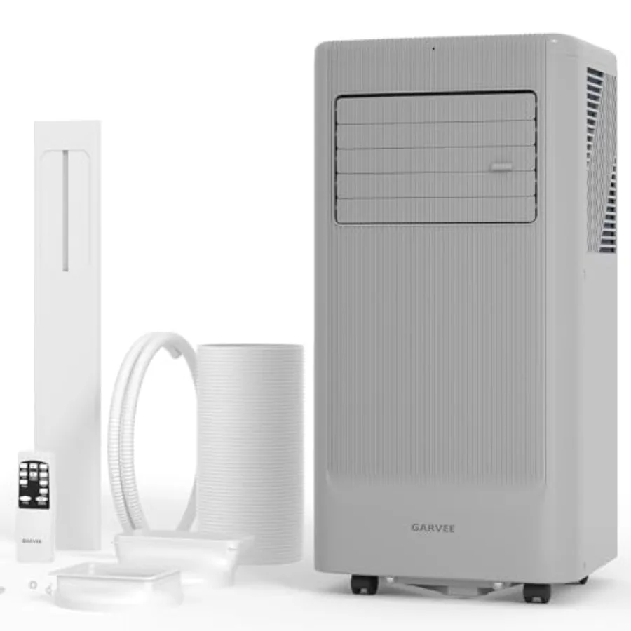 10000BTU Portable Air Conditioner for Up to 450 Sq.Ft. Grey with Remote Control Silent Operation Dehumidifier Fan Sleep Mode 24