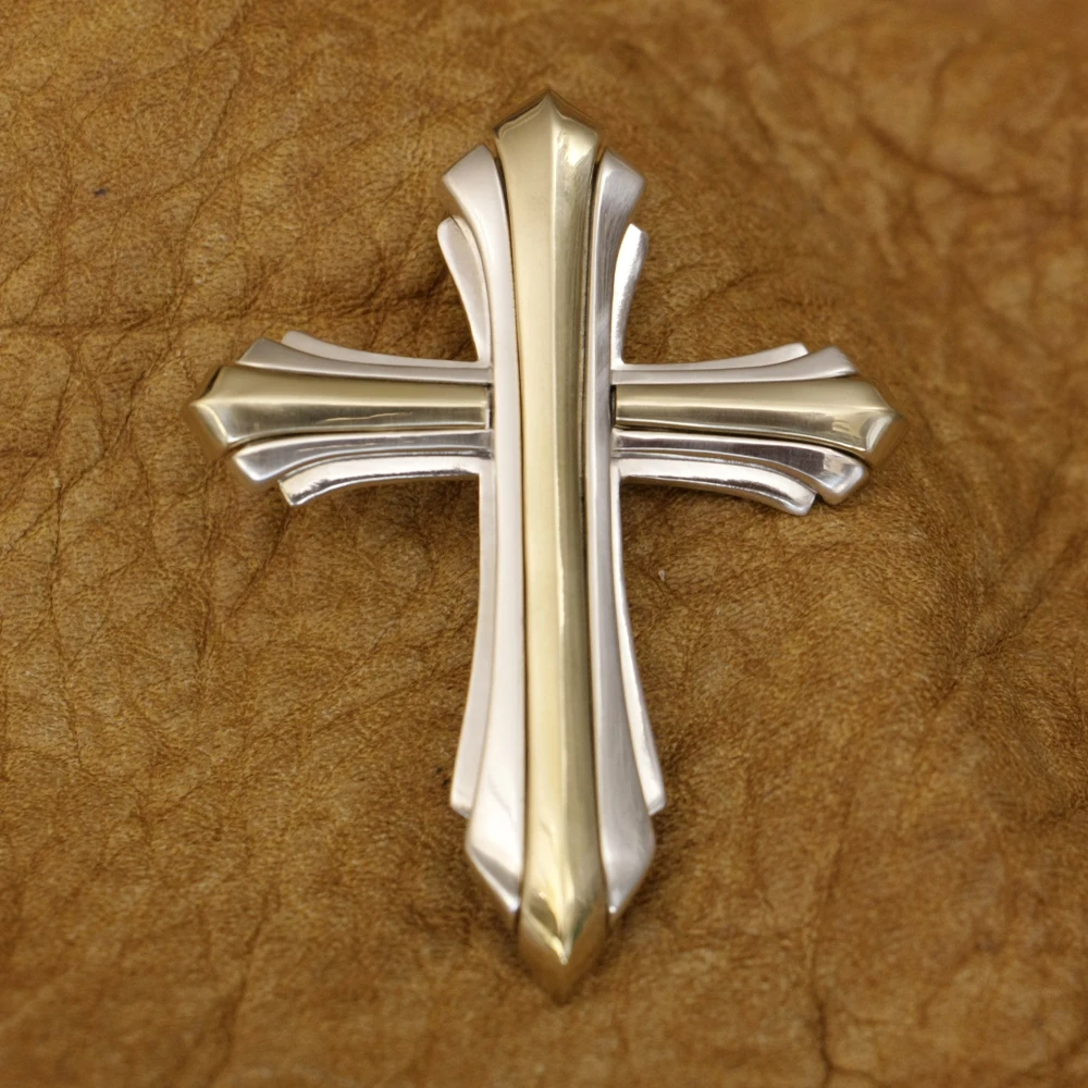 

925 Sterling Silver Huge Cross Brass Accessory Pendant Charms Jewelry TA412 BZ