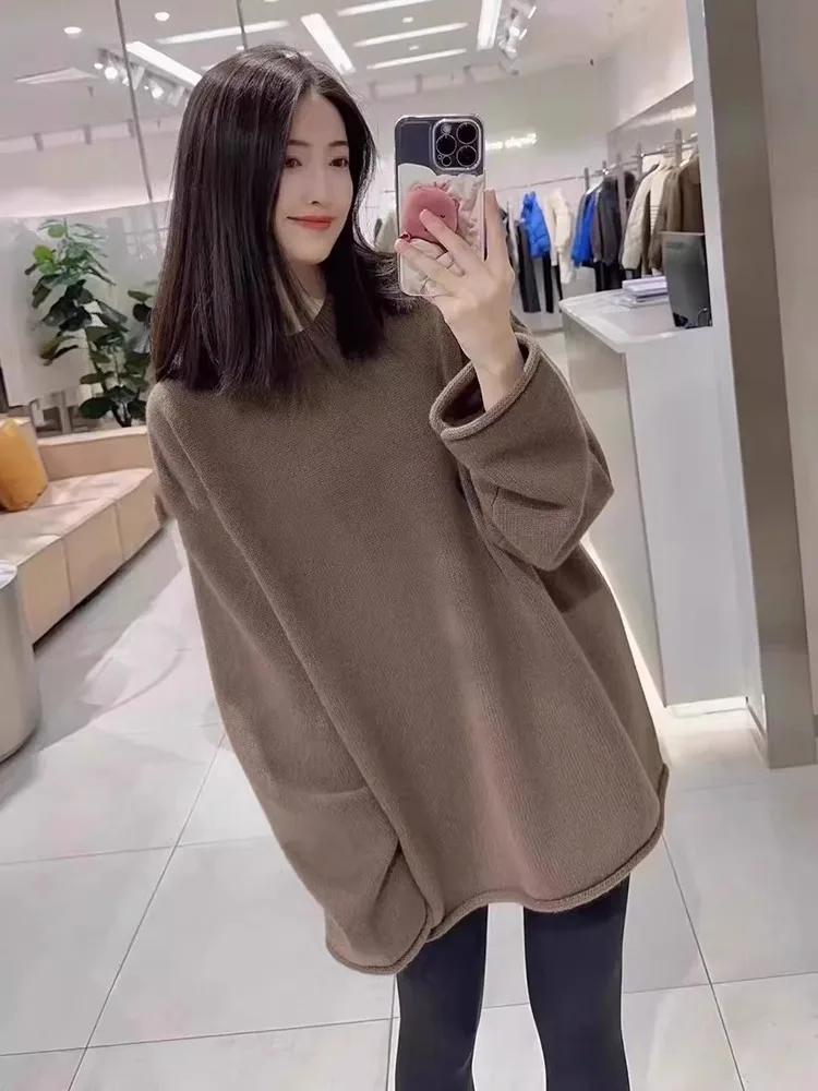 2024 delle nuove donne Thiened maglione lavorato a maglia di media lunghezza autunno inverno caldo Fing Pendolarismo Sle lungo Sve rotondo Ne Base...