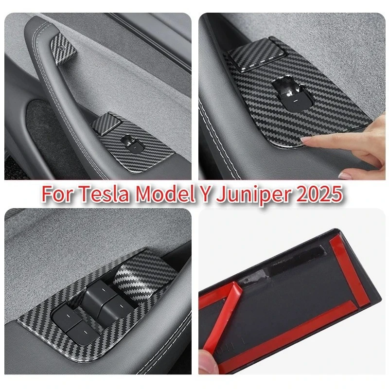 For Tesla Model Y Juniper 2025 Car Window Control Panel Protective Patch Window Switch Lifting Panel Button Patch Accessories