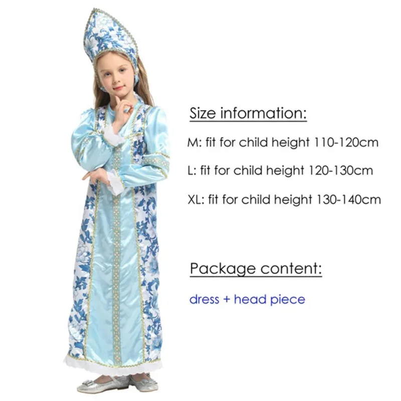 SN88 أطفال الروسية الطفل التقليدية الشعبية Kokoshnik Sarafan الملابس للفتيات هالوين ماردي غرا كرنفال فستان بتصميم حالم حفلة Co