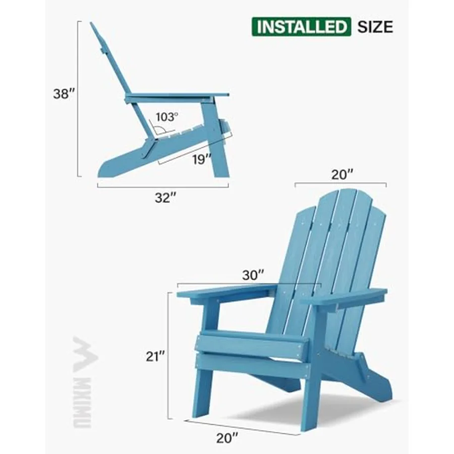 Folding Adirondack Chair for Outdoor Use, Polywood Material, Teak Color, Lightweight Easy to Assemble