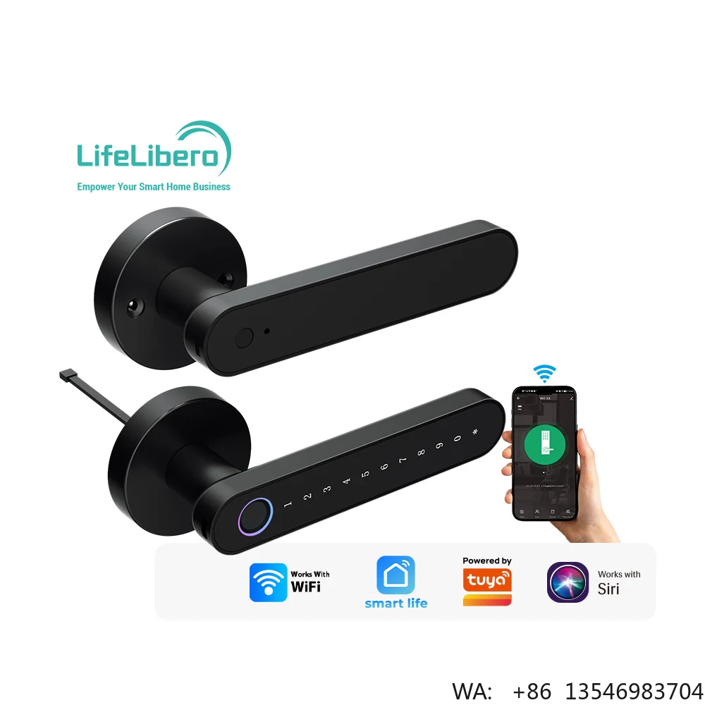 

SZMYQ Handle Lock for Wooden Door Indoor Aluminum Password Lock Fingerprint Recognition Smart Electronic Door Lock for Bedroom