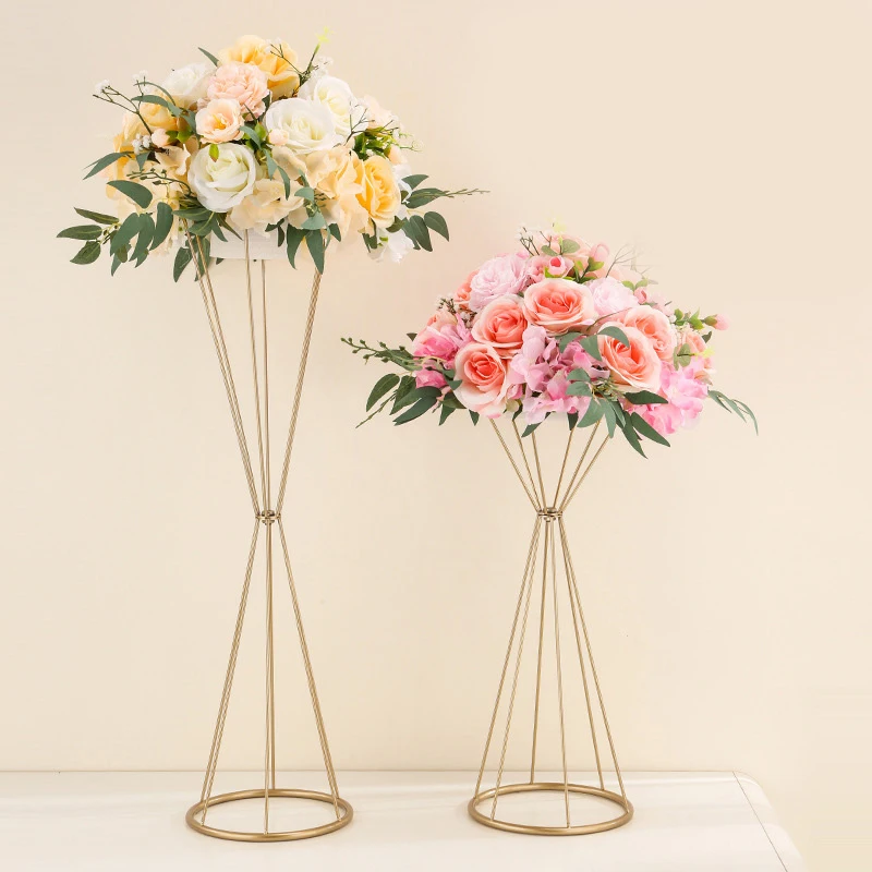 S/L Gold Color Metal Wedding Flower Stand Floor Vase Wedding Birthday Party Centerpiece Flower Rack Home Dinner Table Decoration