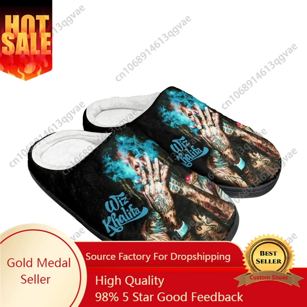 

Wiz American Rapper Khalifa Singer Home Cotton Slippers Mens Womens Teenager Plush Bedroom Keep Warm Shoes Custom Made Slipper