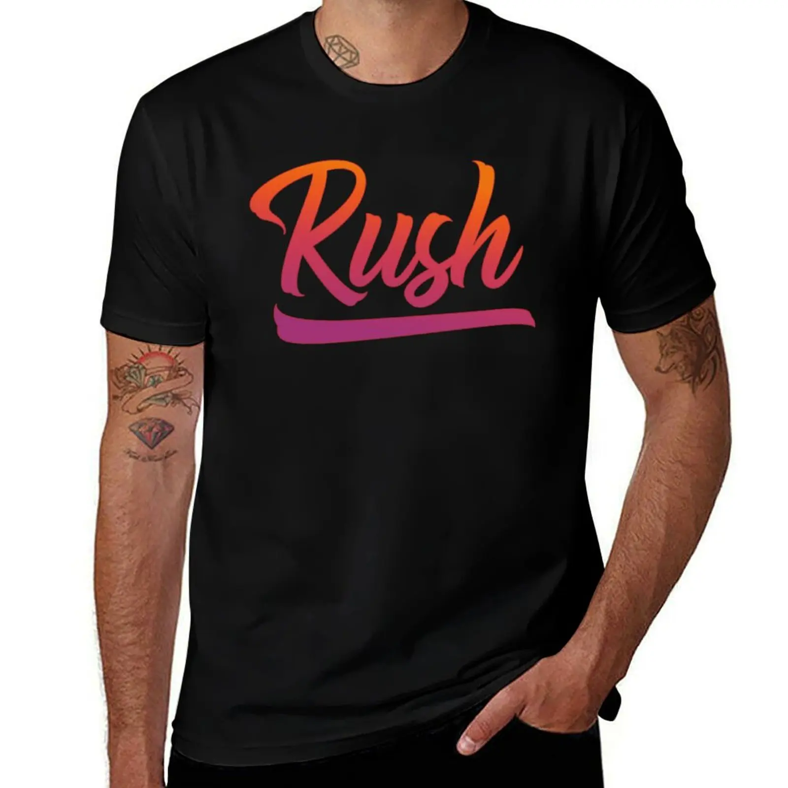 Rush Name and Surname Vintage Retro Calligraphy Design T-Shirt Breathable Mesh Panel T-Shirt