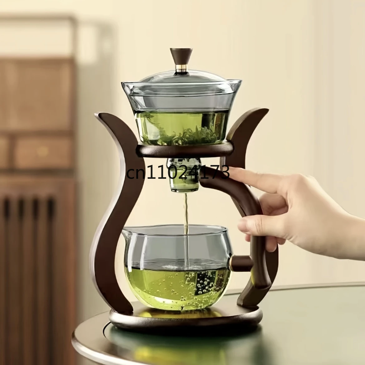 كسول الكونغ فو طقم شاي زجاجي شبه التلقائي بالتنقيط مع Infuser الزجاج إبريق الشاي مجموعة المغناطيسي التبديل إبريق الشاي فنجان مجموعة الأواني الزجاجية