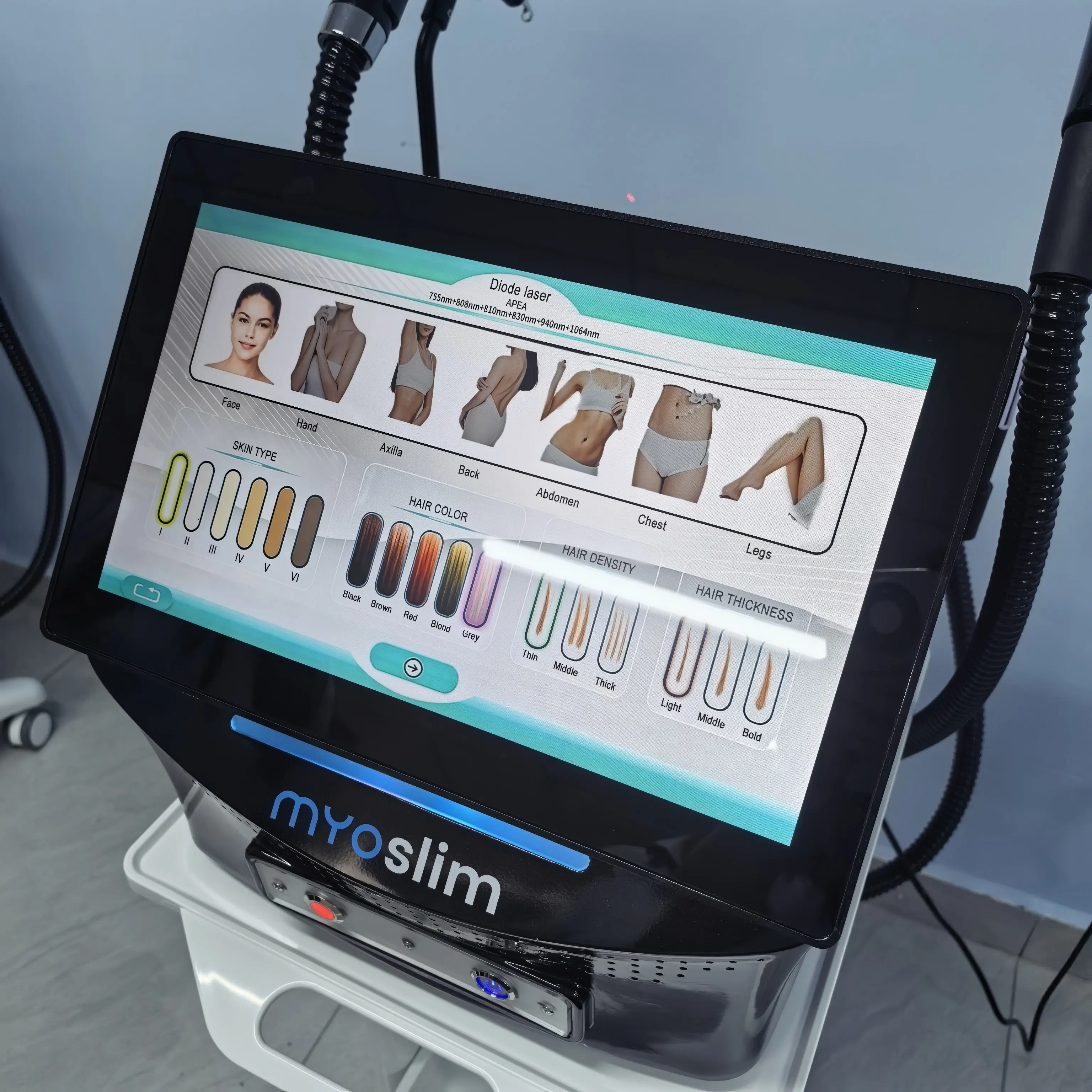 7000W 16bars 6 Wave 2in1 755nm 808nm 810nm 830nm 1064nm Diode Laser Hair Removal Device for Removing Tattoo Marks with Pulses