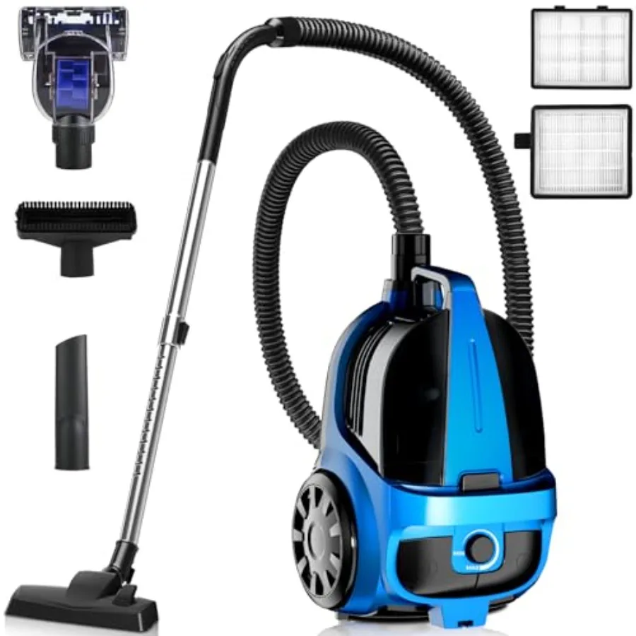 

Canister Vacuums 45Kpa 1600W Canister Vacuum Cleaners for Home Double HEPA Filter 4.5Qt Bagless Vacuum Cleaner Lightweight Cani