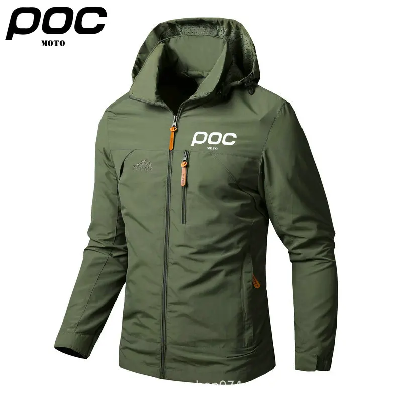 Men's Windbreaker Hooded Raincoat MTB Moto POC Cycling Jacket Bike Clothing Outdoor Waterproof Windproof Sport Tactical Outerwer