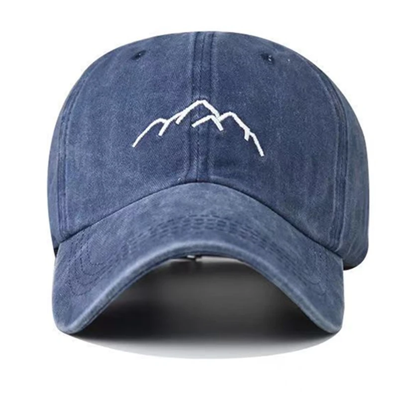 Unisex Washed Cotton Cap Mountain Embroidery Vintage Baseball Cap Men Women Adjustable Casual Outdoor Streetwear Sports Hat