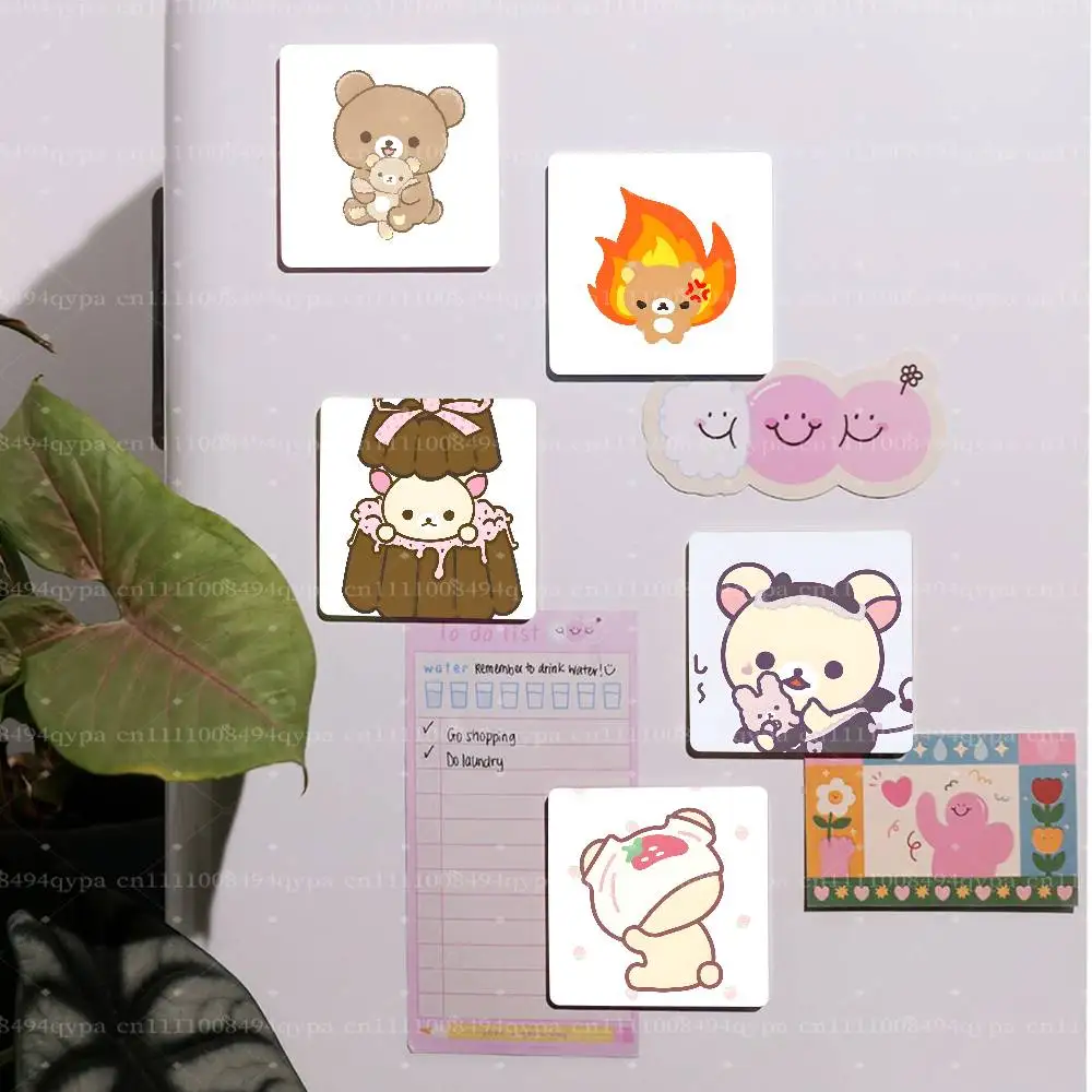 R-Rilakkuma Cute Bears Decorative Square Magnetic Fridge Sticker, Custom Print Fridge Magnet, Home Decor Holiday Gift