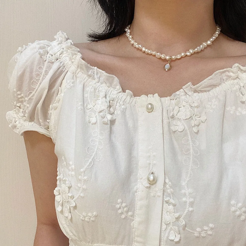 Stylish Luxury Natural Freshwater Pearls Irregular Elegant Moonstone Pendant Fashion Jewelry Collar Necklace Clavicle Choker