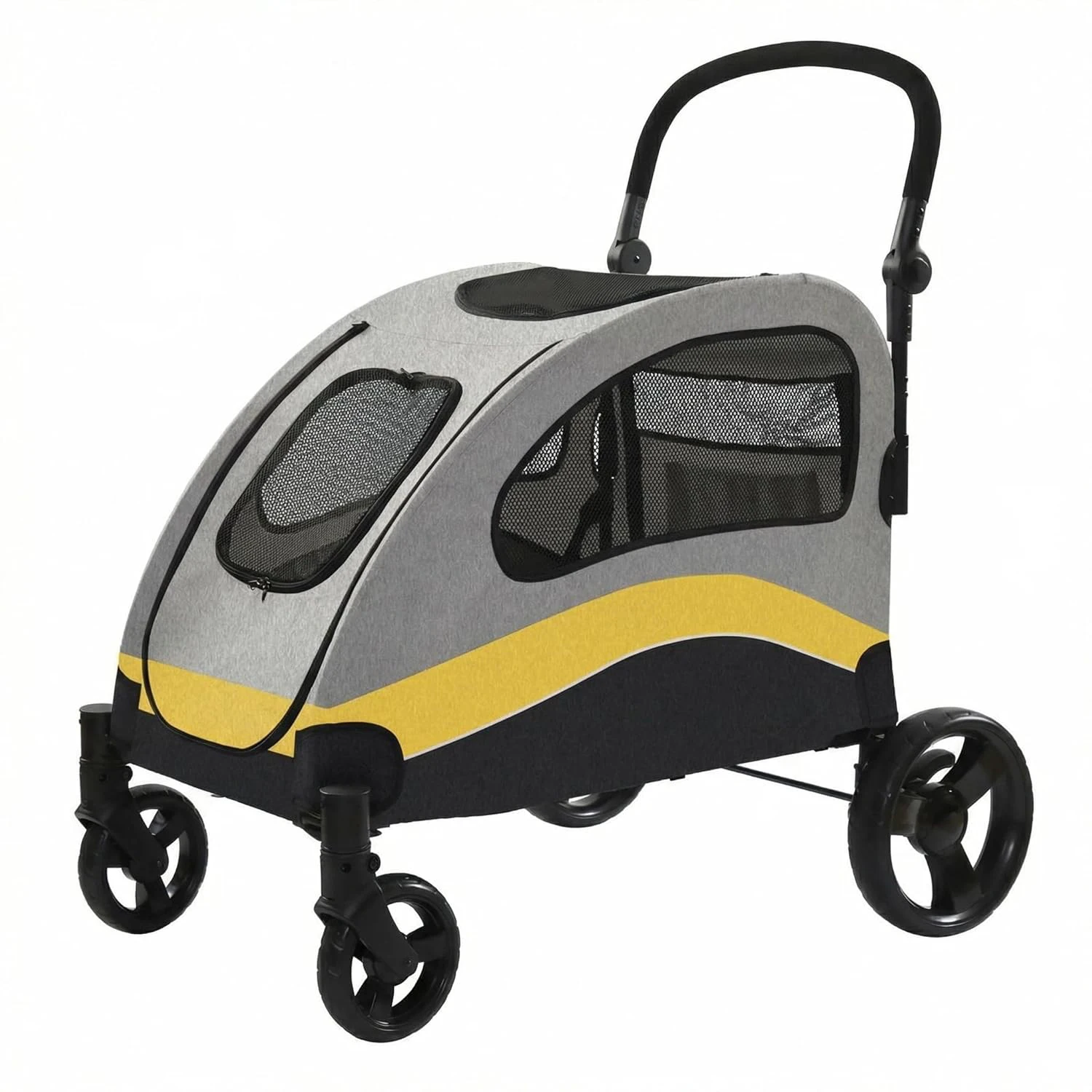 Hondenbuggy, hondenbox, opvouwbare kattenbuggy, 360 graden draaibaar °   Slijtvaste rubberen wielen, dierenwagen met ademend gaas