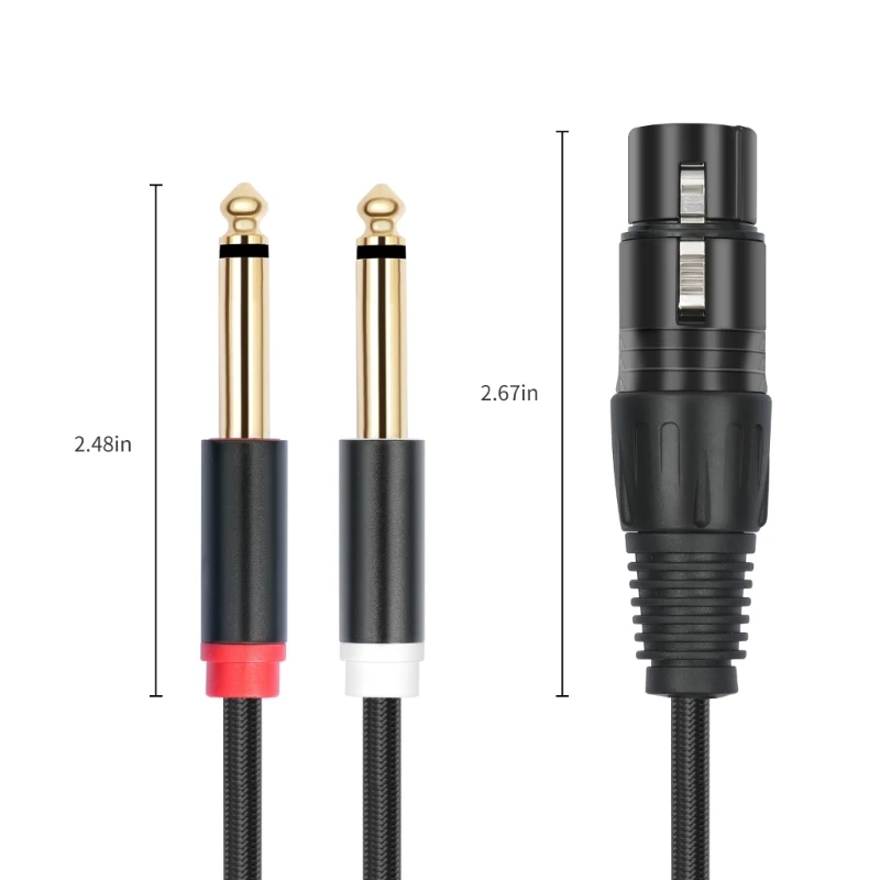 2x1/4 Mono sang 3Pin Nữ Cáp Đôi Quý đến 3Pin Y Bộ Chia Cáp Dropship