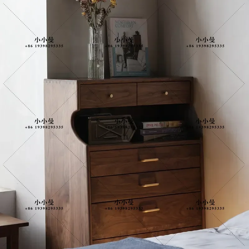 Nordic All Solid Wood Black Walnut Dresser Simple Modern Bedroom Furniture Multi Functional Japanese Style Vanity Table for