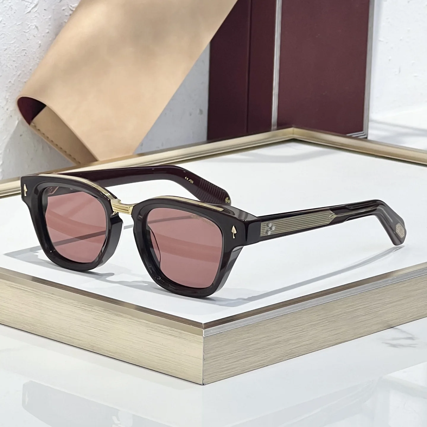 

JULIES DECADE COLLECTION Роскошные овальные солнцезащитные очки ручной работы с зелеными кристаллами высшего качества в толстой ацетатной оправе UV400 для мужчин