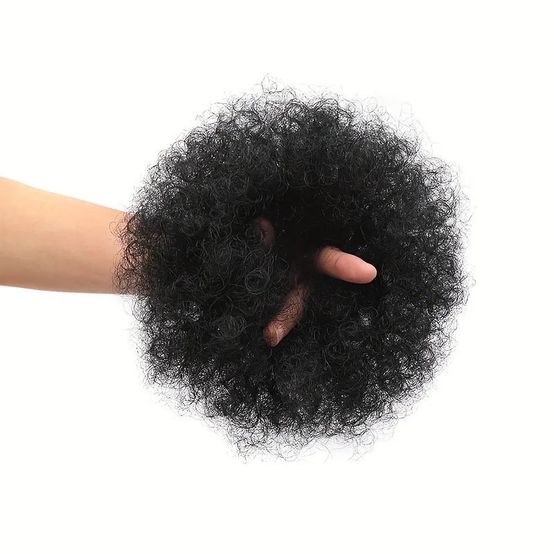 8 بوصة فوضوي كعكة الأفرو متموجة تجعيد الشعر مع كعكة الاصطناعية ذيل حصان ملحقات كعكة الشعر سميكة للنساء #2