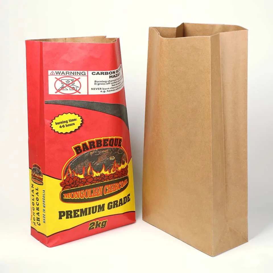 Color Briquettes Charcoal Packaging Bags Kraft Paper Bag Biodegradable 3kg 15kg  Printing Recyclable