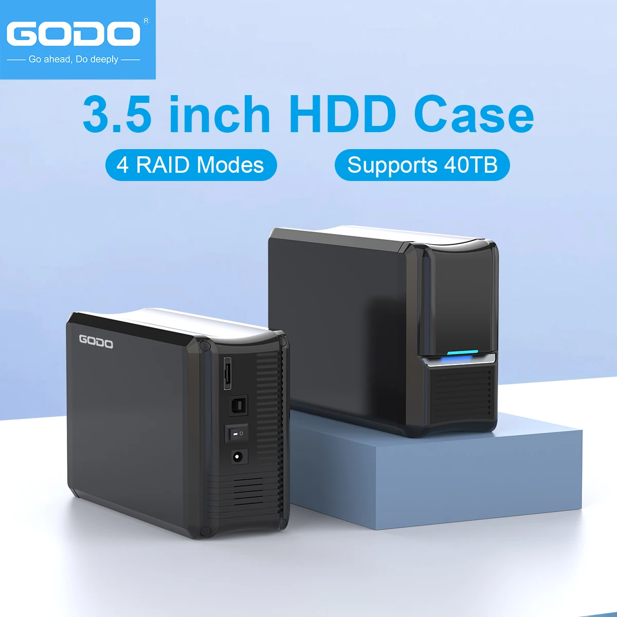 

Корпус для жесткого диска GODO 3,5 дюйма Dual Bay RAID, внешний корпус с USB3.0 до 3,5 SATA HDDs RAID, режим RAID 0/1/jкорпус/PM, максимум 40 ТБ
