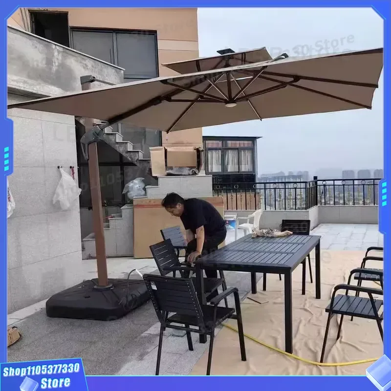 Waterproof Foldable 3x3m Square Roman Sun Umbrella with Plastic Base for Villa Hotel & Hospital Outdoor Furniture
