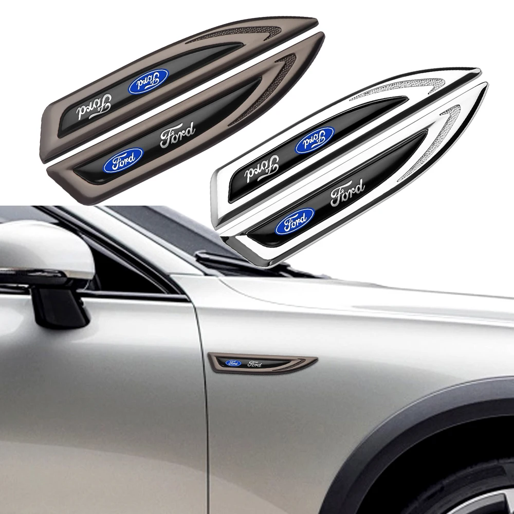 2 pegatinas de emblema para guardabarros laterales de coche, insignias de cuchillo para Ford Ecosport Transit Escort Focus Kuga Tierra Escape Mustang