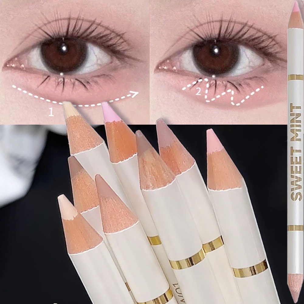 Lápiz 2 en 1 debajo de la sombra Aegyo Sal resaltador blanco mate rosa lápiz iluminador maquillaje de ojos de larga duración maquillaje fácil de usar