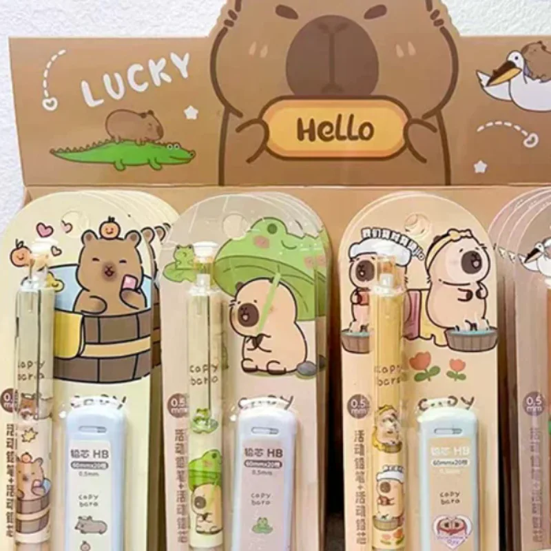 

Набор механических карандашей Kawaii Capybara 0,5 мм для рисования и письма, мультяшные канцелярские товары, школьные и офисные принадлежности, подарок для детей