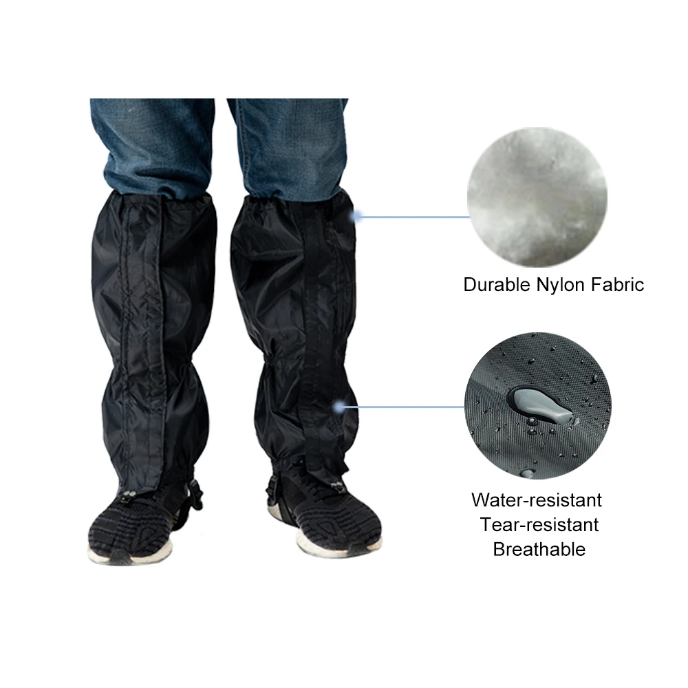 Leg Gaiters High Waterproof Snow Boot Shoe Cover with Zipper Adjustable Breathable Windproof Sand Proof for Skiing Snowshoeing