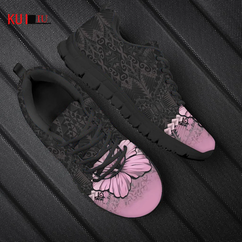 KUILIU 2021 Autumn Ethnic Floral Print Women's Shoes Lace Up Sport Shoes Breathable Mesh Sneaker Casual Flats Shoes Dropshipping