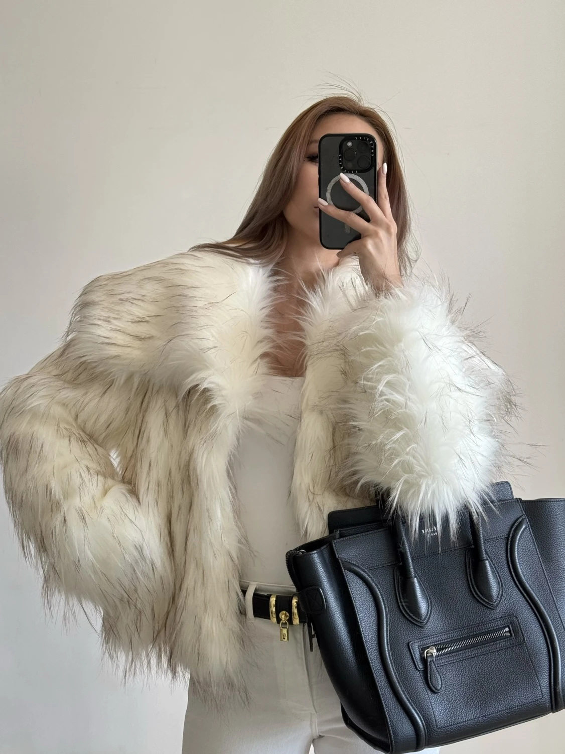 Płaszcz futrzany damski Bonnies, zimowy, nowy, młodzieżowy, gruby, z dekoltem w serek, prosty, dojazdowy, wiatrówka, kurtka.