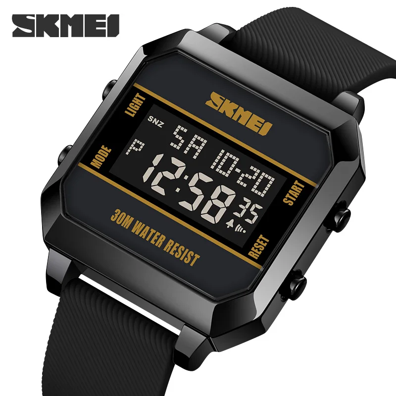 SKMEI 3Bar Waterproof LED Light Electronic Countdown Clock Japan Digital movement Wristwatch For Mens Sport Watches reloj hombre