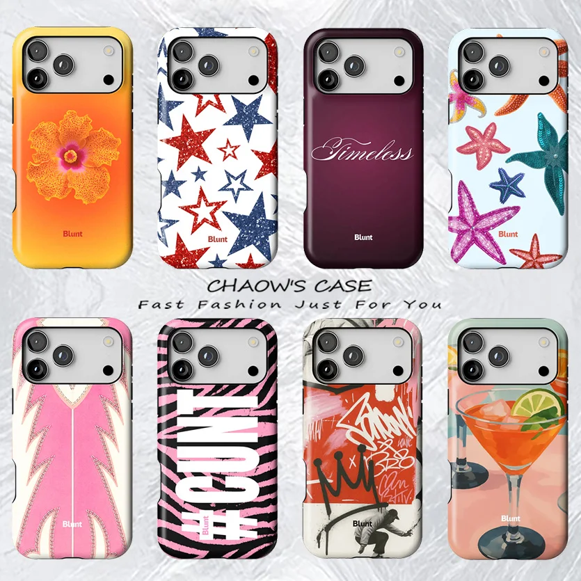 

Luxury BluntS Y2K Hibiscus Starfish Phone Case for iPhone 17 17e 16e 16 15 14 13 12 11 Air Pro Max Plus Double-layer Back Cover