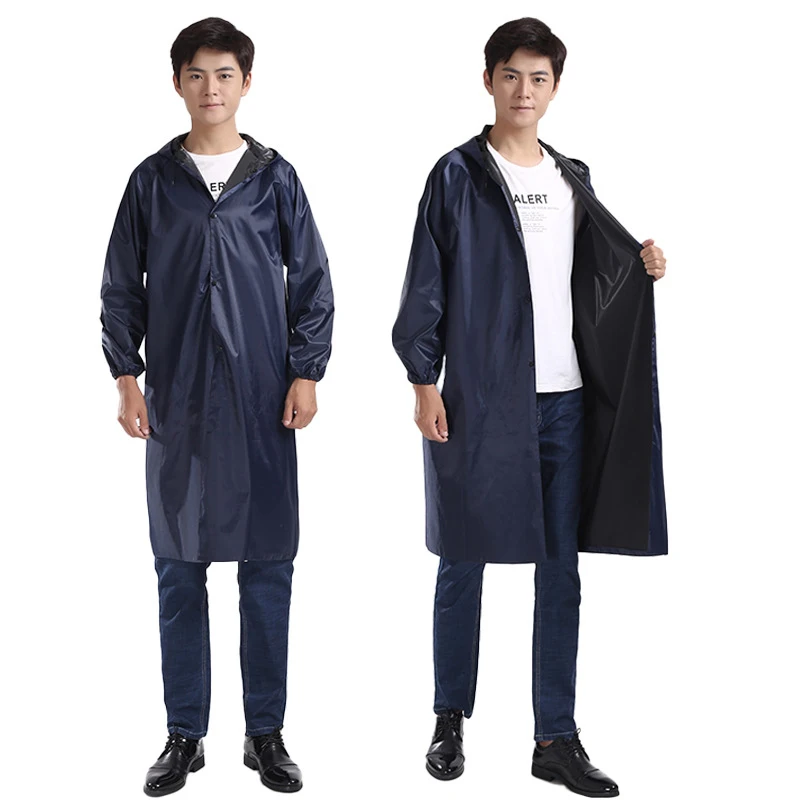 1Pcs Unisex Black Waterproof Security Guard Raincoats One Piece PVC Coating Traffic Reflective Raincoats