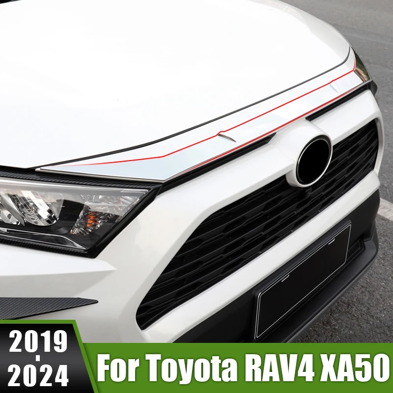 For Toyota RAV4 XA50 RAV 4 Hybrid 2019 2020 2021 2022 2023 2024 Car Front Hood Engine Decoration Cover Strip Garnish Accessories