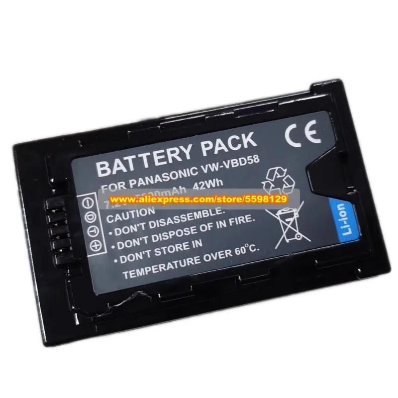 New Genuine VW-VBD58 Battery 7.2V 5800mAh 42Wh AG-VBR59 AG-VBR59MC for PX285 PX298 PX270 MDH2 FC100 DVX200 UX90 UX180